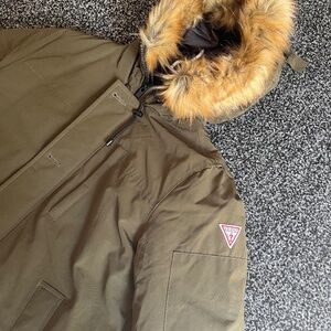 Guess Men's Heavyweight Hooded Parka Jacket with Removable Faux Fur Trim